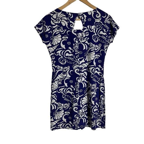 Lilly Pulitzer Daniela Seahorse Spectrum Navy Blue Tide Cap Sleeve Mini Dress XS - Picture 8 of 9